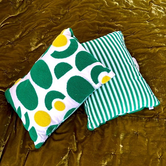 Tabitha Brown Target Avocado Green Striped Geometric Decorative Throw Pillows - Picture 6 of 6